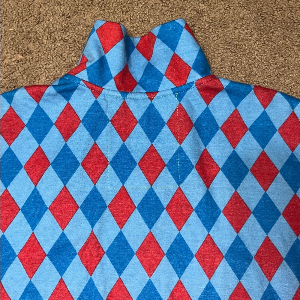 Aviator Nation Red & Light Blue Argyle Half-Zip Smiley Sweatshirt - Picture 8 of 10
